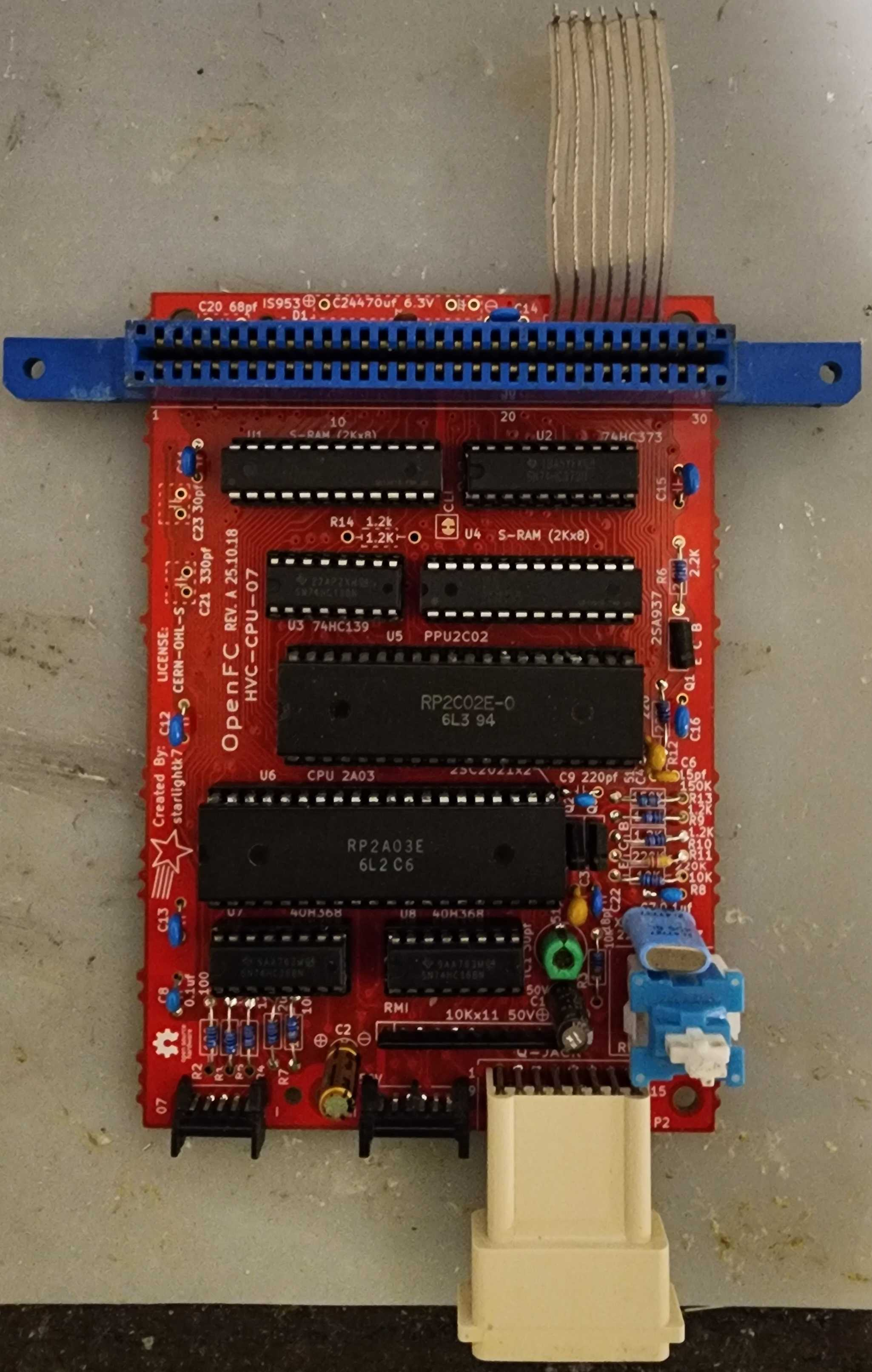 OpenFC HVC-CPU-07 red prototype build with an interposer.