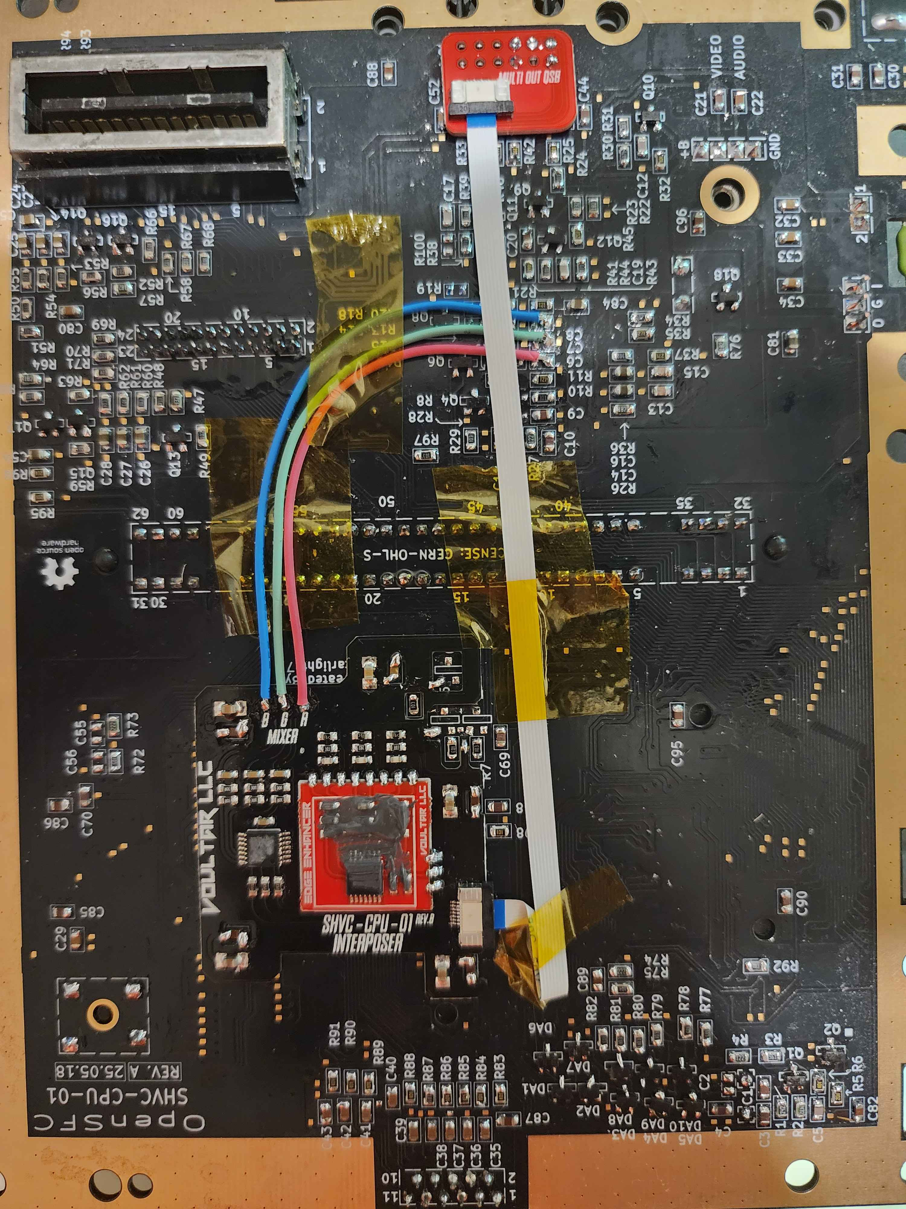 OpenSFC SHVC-CPU-01 black board with an Edge Enhancer mod installed.