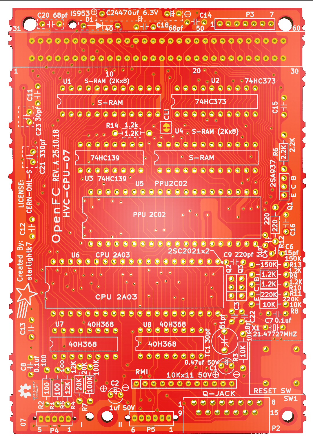 OpenFC HVC-CPU-07 replacement motherboard, front.
